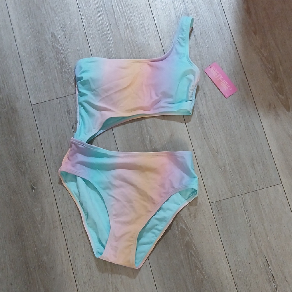 Ninety Colorful One-Shoulder Kids Swimsuit